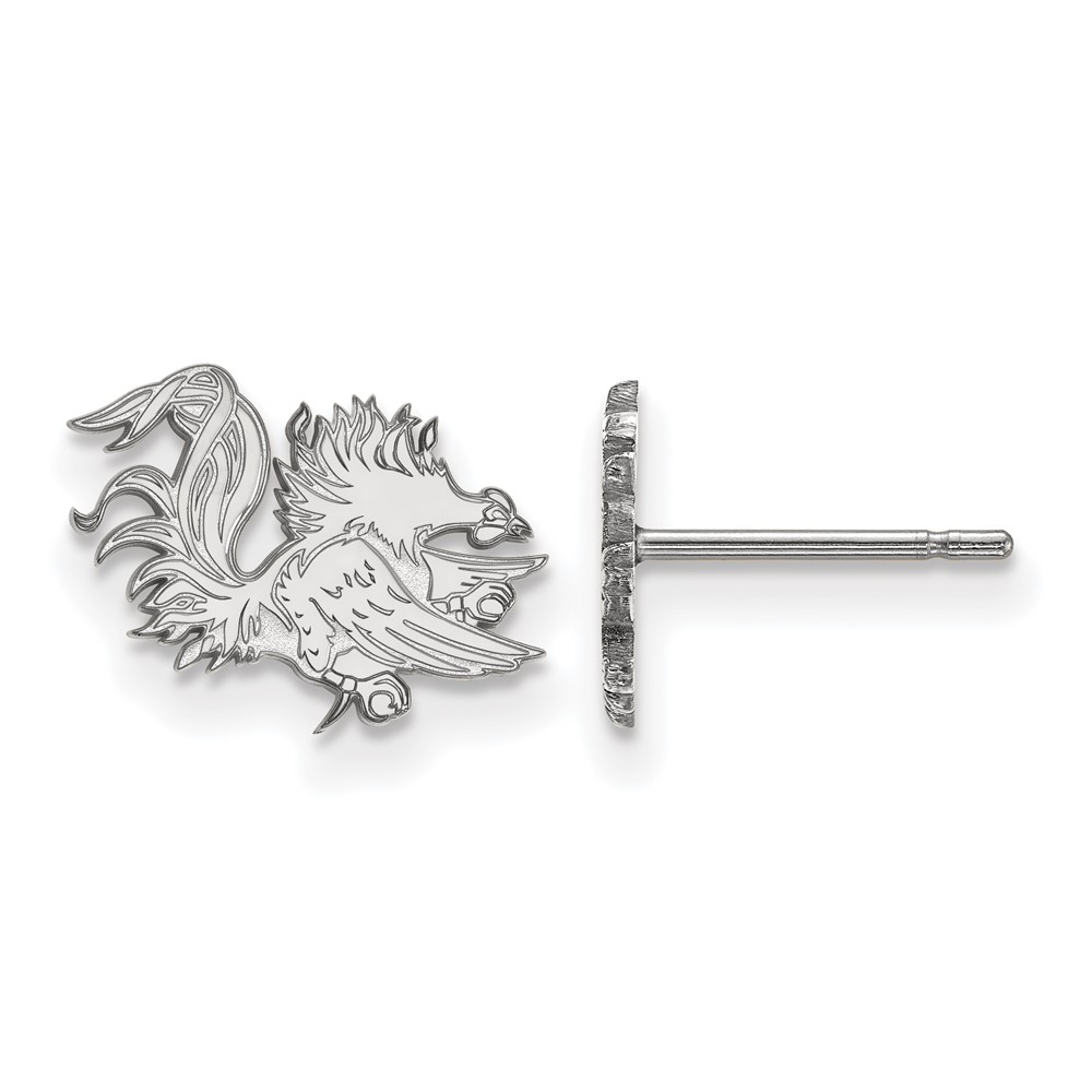 Sterling Silver Rhodium-plated LogoArt University of South Carolina Gamecock Extra Small Post Earrings