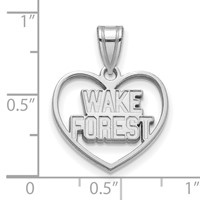 Sterling Silver Rhodium-plated LogoArt Wake Forest University W-f Deacon Heart Pendant view 3