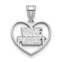 Sterling Silver Rhodium-plated LogoArt Wake Forest University W-f Deacon Heart Pendant view 1