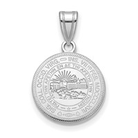 Sterling Silver Rhodium-plated LogoArt West Virginia University Medium Crest Pendant view 1