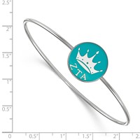 Sterling Silver Rh-plated LogoArt Zeta Tau Alpha Enameled Slip-on Bangle view 3