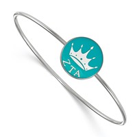 Sterling Silver Rh-plated LogoArt Zeta Tau Alpha Enameled Slip-on Bangle view 1