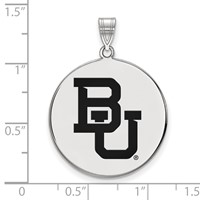 Sterling Silver Rhodium-plated LogoArt Baylor University Bears Extra Large Enameled Disc Pendant view 2