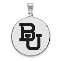 Sterling Silver Rhodium-plated LogoArt Baylor University Bears Extra Large Enameled Disc Pendant view 1