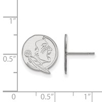 Sterling Silver Rhodium-plated LogoArt Florida State University Seminole Small Post Earrings view 2
