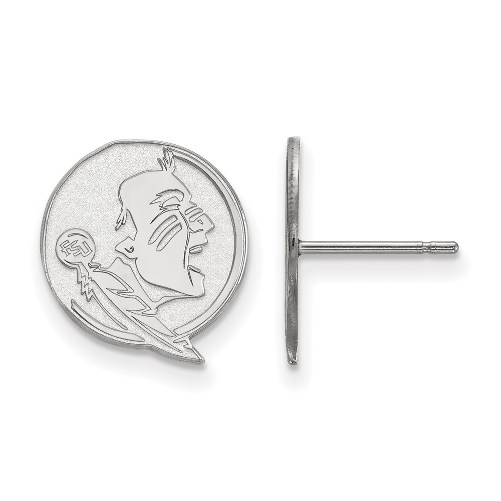 Sterling Silver Rhodium-plated LogoArt Florida State University Seminole Small Post Earrings