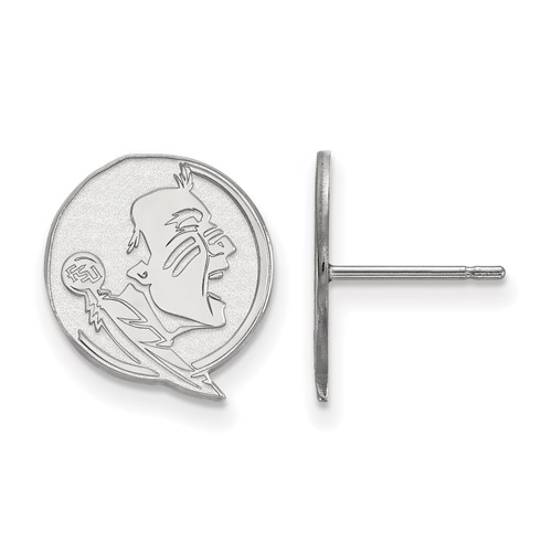 Sterling Silver Rhodium-plated LogoArt Florida State University Seminole Small Post Earrings