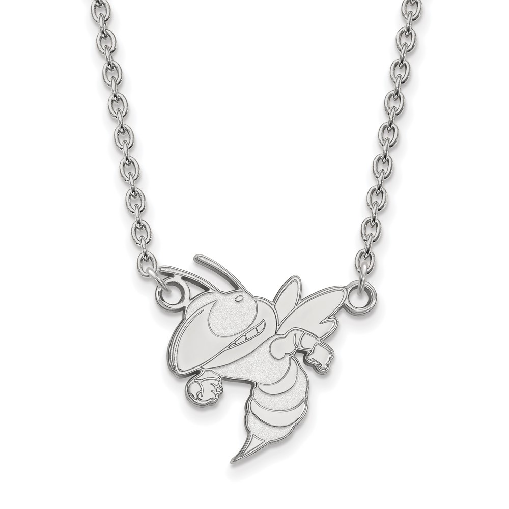 Sterling Silver Rhodium-plated LogoArt Georgia Institute of Technology Yellow Jacket Large Pendant Necklace, 18"