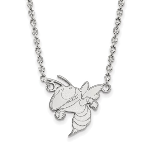 Sterling Silver Rhodium-plated LogoArt Georgia Institute of Technology Yellow Jacket Large Pendant Necklace, 18"