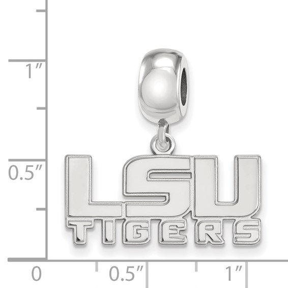 Sterling Silver Rhodium-plated LogoArt Louisiana State University L-S-U Tigers Small Dangle Bead Charm