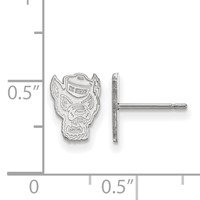 Sterling Silver Rhodium-plated LogoArt North Carolina State University Wolf Extra Small Post Earrings view 2