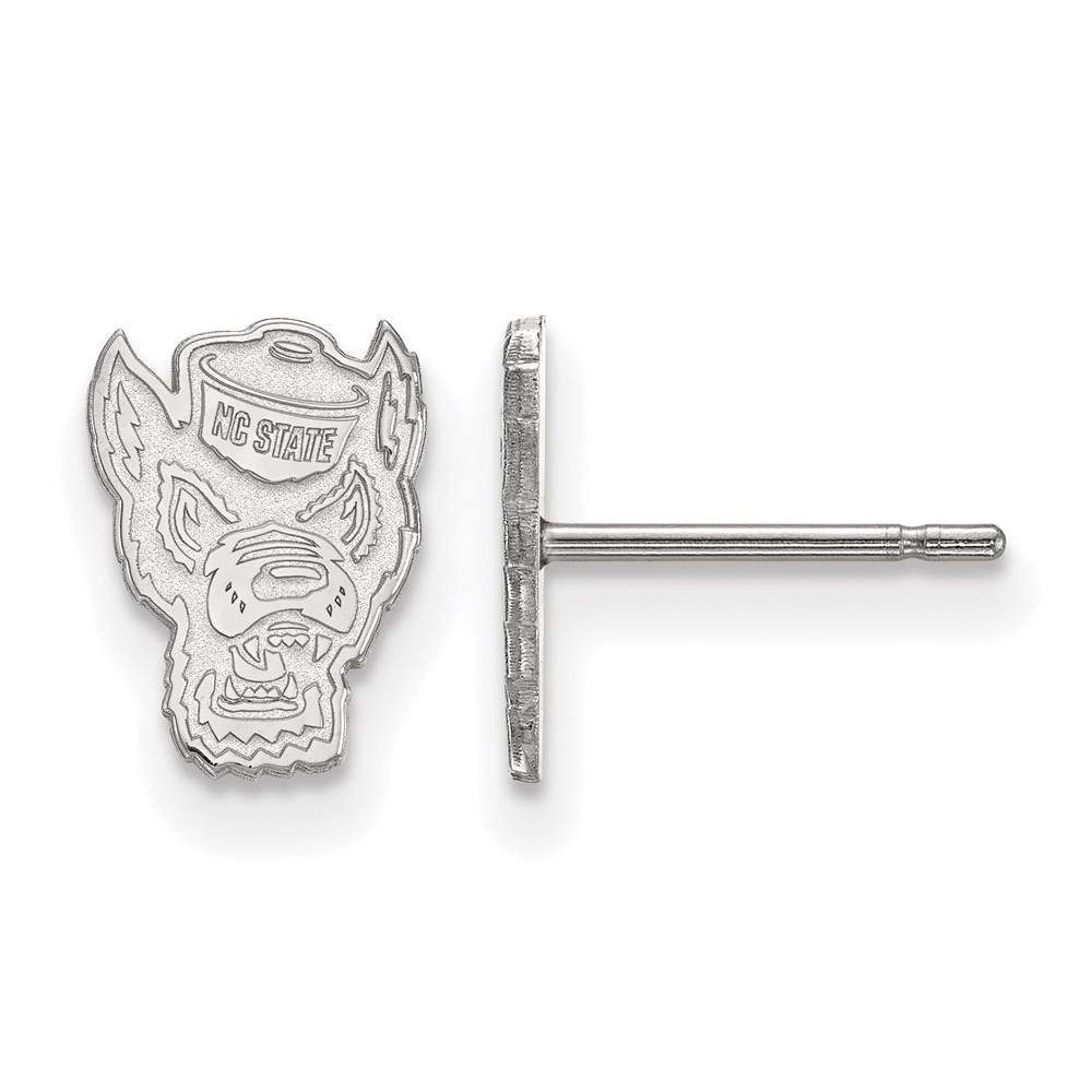 Sterling Silver Rhodium-plated LogoArt North Carolina State University Wolf Extra Small Post Earrings