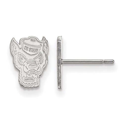 Sterling Silver Rhodium-plated LogoArt North Carolina State University Wolf Extra Small Post Earrings