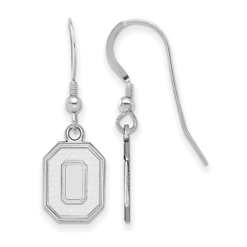 Sterling Silver Rhodium-plated LogoArt the Ohio State University Letter O Small Dangle Wire Earrings