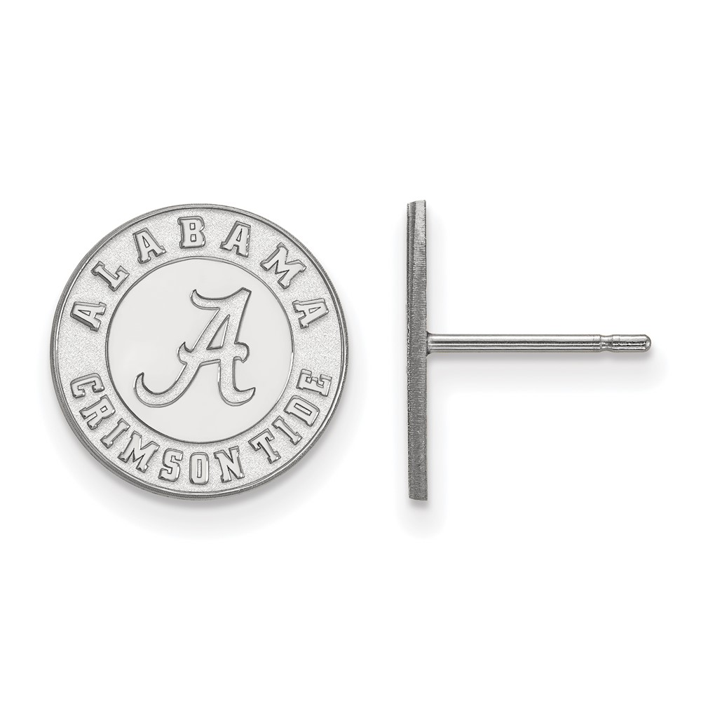 Sterling Silver Rhodium-plated LogoArt University of Alabama Crimson Tide Small Post Earrings