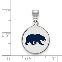 Sterling Silver Rhodium-plated LogoArt University of California Berkeley Bear Medium Enameled Disc Pendant view 2