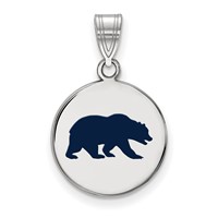 Sterling Silver Rhodium-plated LogoArt University of California Berkeley Bear Medium Enameled Disc Pendant view 1