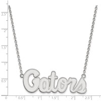 Sterling Silver Rhodium-plated LogoArt University of Florida Gators Script Large Pendant Necklace, 18" view 2