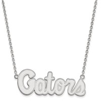 Sterling Silver Rhodium-plated LogoArt University of Florida Gators Script Large Pendant Necklace, 18" view 1