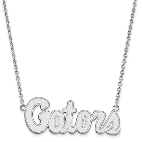Sterling Silver Rhodium-plated LogoArt University of Florida Gators Script Large Pendant Necklace, 18"
