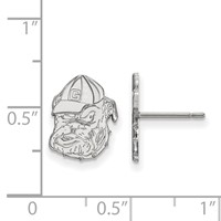 Sterling Silver Rhodium-plated LogoArt University of Georgia Bulldog Small Post Earrings view 2