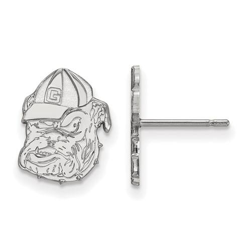 Sterling Silver Rhodium-plated LogoArt University of Georgia Bulldog Small Post Earrings