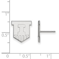 Sterling Silver Rhodium-plated LogoArt University of Illinois Victory Badge Small Post Earrings view 2