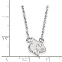 Sterling Silver Rhodium-plated LogoArt University of Louisville Cardinal Small Pendant Necklace, 18" view 2