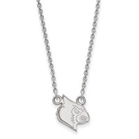 Sterling Silver Rhodium-plated LogoArt University of Louisville Cardinal Small Pendant Necklace, 18" view 1