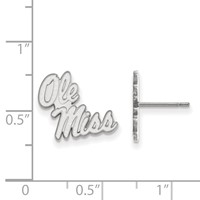 Sterling Silver Rhodium-plated LogoArt University of Mississippi Ole Miss Small Post Earrings view 2