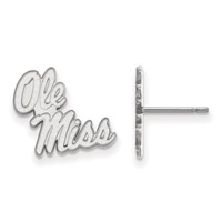 Sterling Silver Rhodium-plated LogoArt University of Mississippi Ole Miss Small Post Earrings view 1