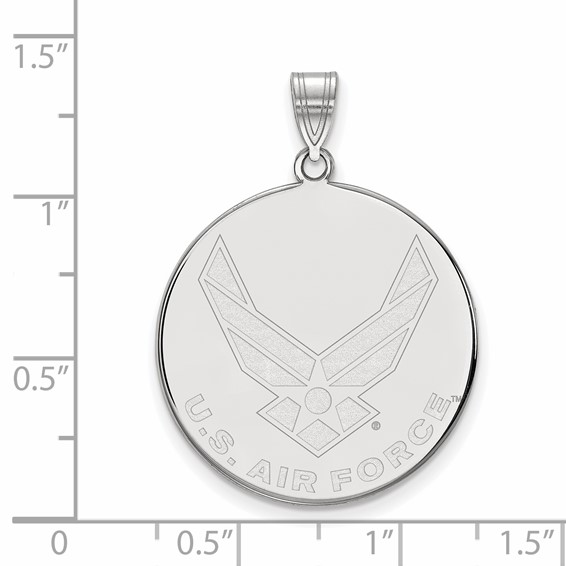 Sterling Silver Rhodium-plated LogoArt U.S. Air Force Extra Large Disc Pendant