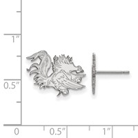 Sterling Silver Rhodium-plated LogoArt University of South Carolina Gamecock Small Post Earrings view 2