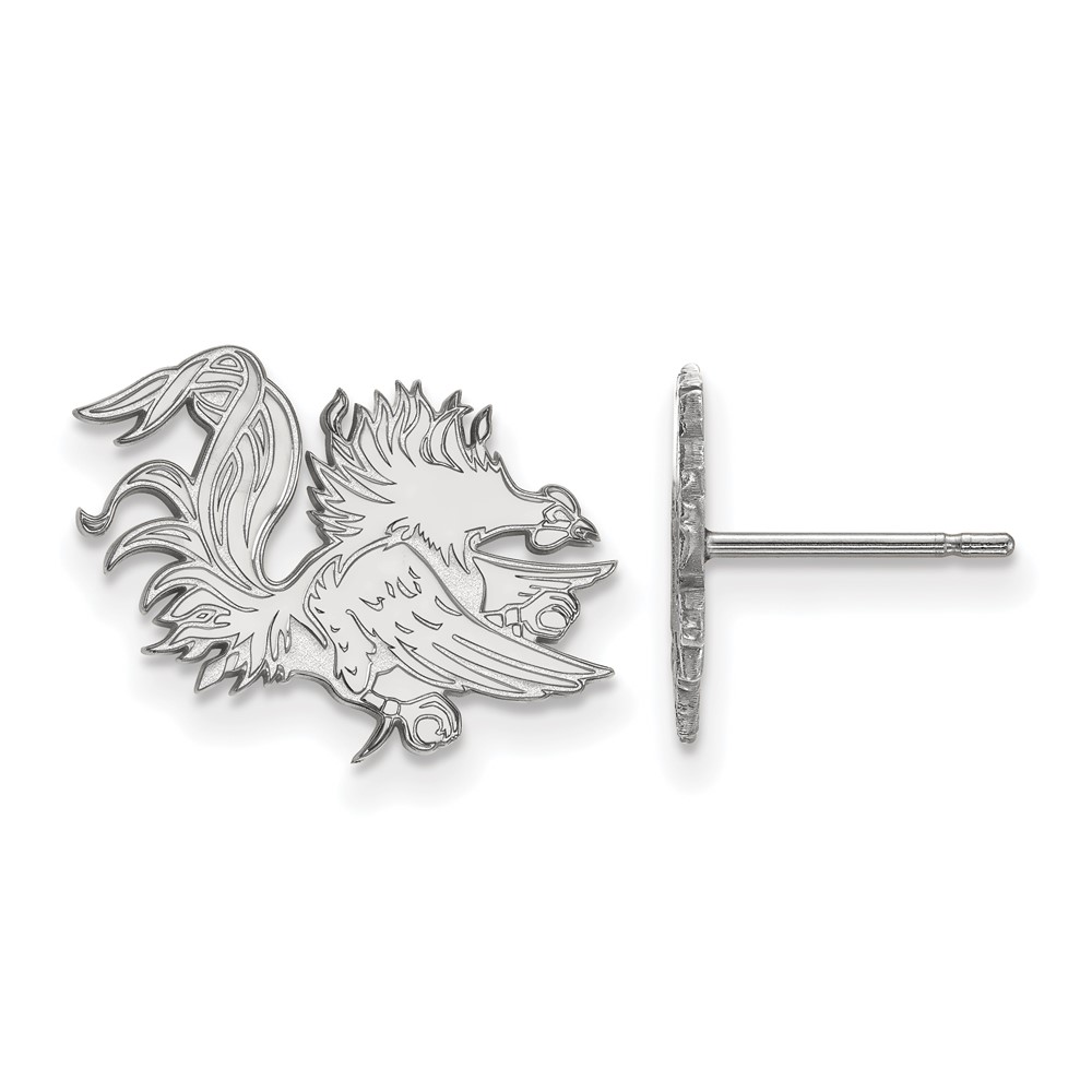 Sterling Silver Rhodium-plated LogoArt University of South Carolina Gamecock Small Post Earrings