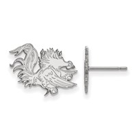 Sterling Silver Rhodium-plated LogoArt University of South Carolina Gamecock Small Post Earrings view 1