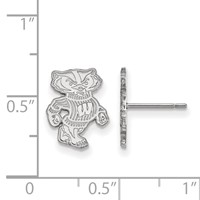 Sterling Silver Rhodium-plated LogoArt University of Wisconsin Badger Small Post Earrings view 2