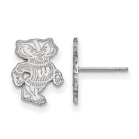 Sterling Silver Rhodium-plated LogoArt University of Wisconsin Badger Small Post Earrings view 1
