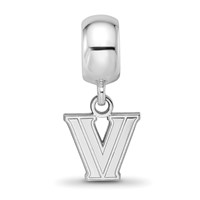 Sterling Silver Rhodium-plated LogoArt Villanova University Letter V Extra Small Dangle Bead Charm view 4