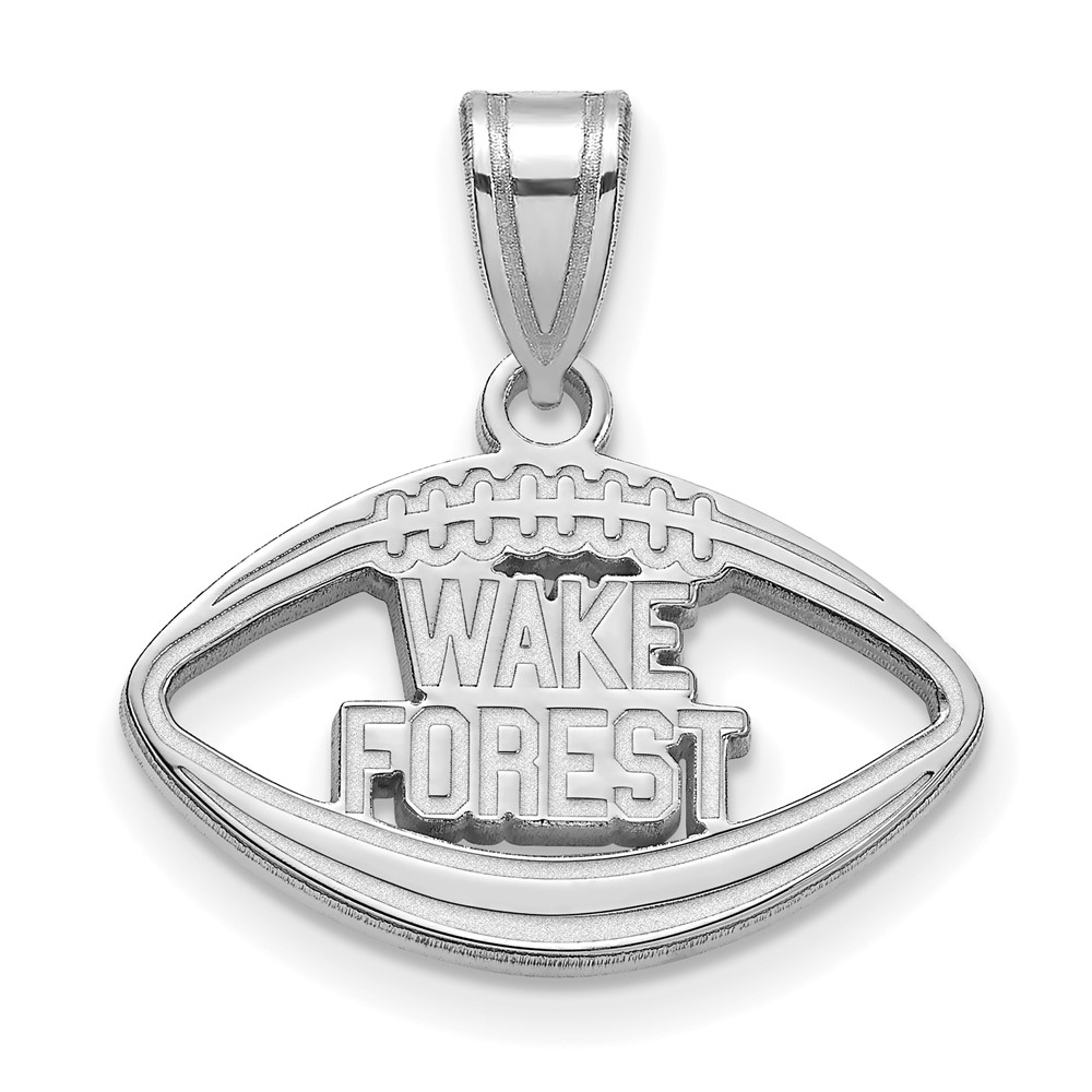 Sterling Silver Rhodium-plated LogoArt Wake Forest University W-f Deacon Football Pendant