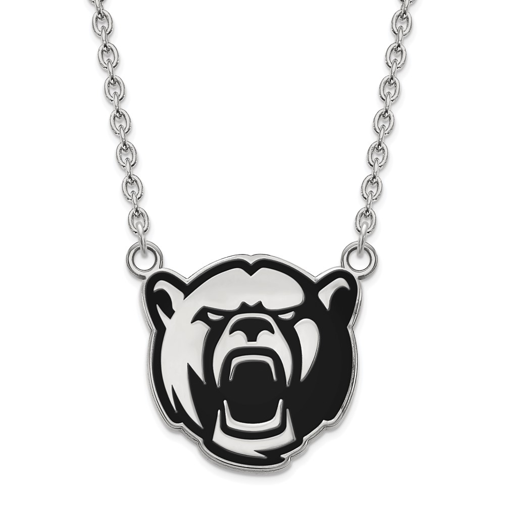 Sterling Silver Rhodium-plated LogoArt Baylor University Large Enameled Pendant Necklace, 18"