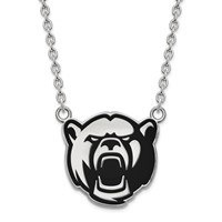 Sterling Silver Rhodium-plated LogoArt Baylor University Large Enameled Pendant Necklace, 18" view 1