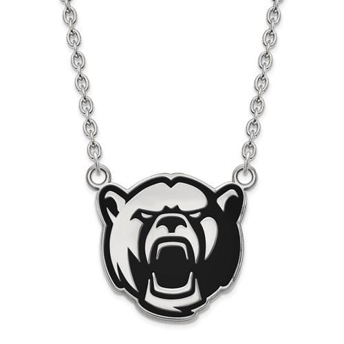 Sterling Silver Rhodium-plated LogoArt Baylor University Large Enameled Pendant Necklace, 18"