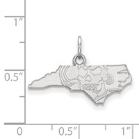 Sterling Silver Rhodium-plated LogoArt East Carolina University Map Extra Small Pendant view 2