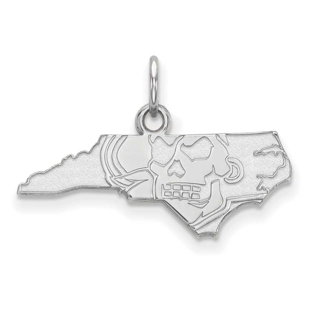 Sterling Silver Rhodium-plated LogoArt East Carolina University Map Extra Small Pendant