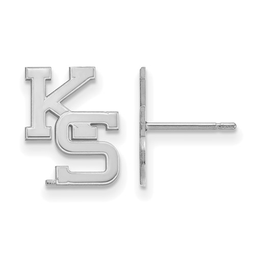 Sterling Silver Rhodium-plated LogoArt Kansas State University K-s Small Post Earrings
