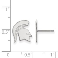 Sterling Silver Rhodium-plated LogoArt Michigan State University Spartan Small Post Earrings view 2