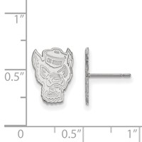 Sterling Silver Rhodium-plated LogoArt North Carolina State University Wolf Small Post Earrings view 2