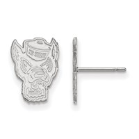 Sterling Silver Rhodium-plated LogoArt North Carolina State University Wolf Small Post Earrings view 1