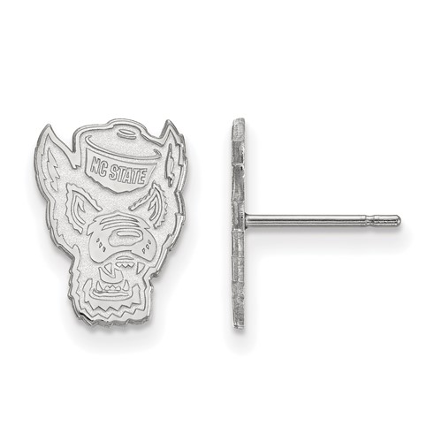 Sterling Silver Rhodium-plated LogoArt North Carolina State University Wolf Small Post Earrings