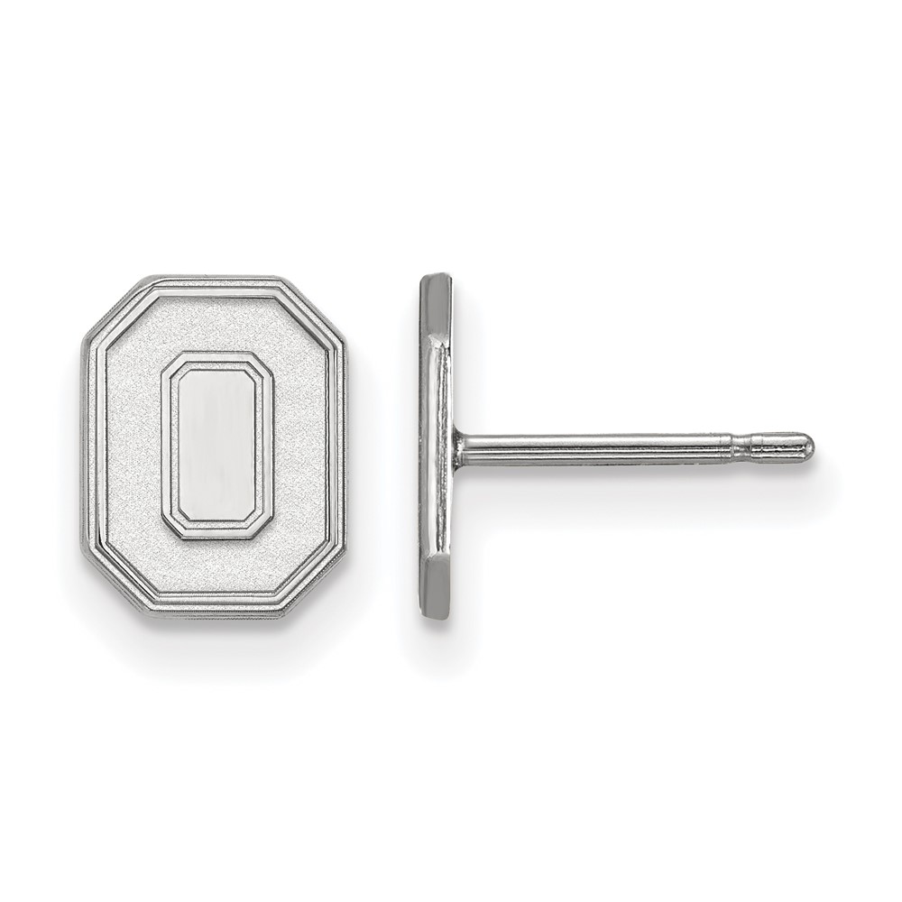 Sterling Silver Rhodium-plated LogoArt the Ohio State University Letter O Extra Small Post Earrings